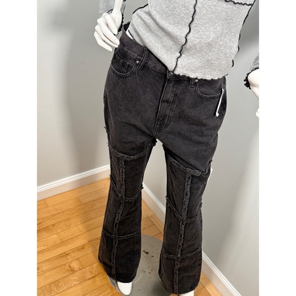 PacSun Eco Black Frayed High Waisted Bootcut Jeans Size 28 - Picture 11 of 16